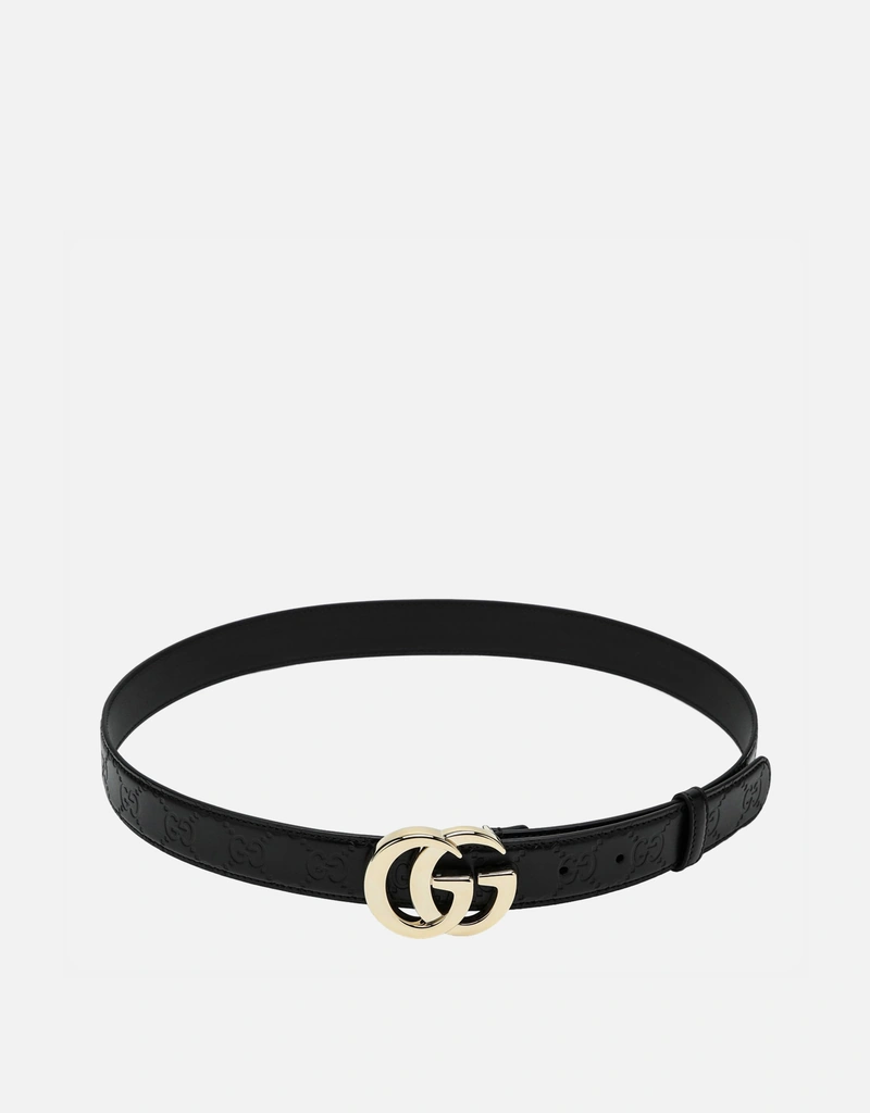 Gucci ブラックレザーベルト (ベルト) IFCHIC.COM