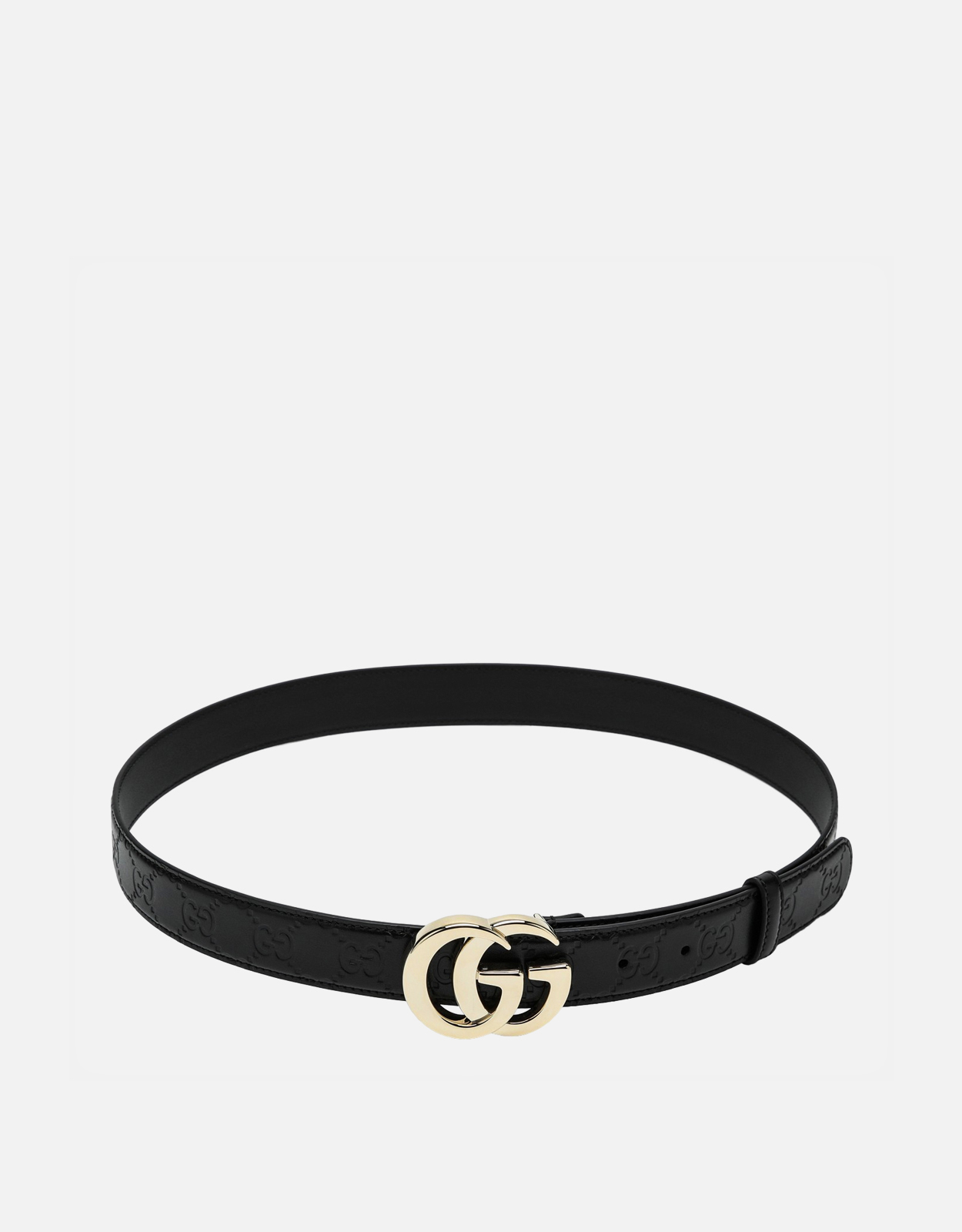 Gucci ブラックレザーベルト (ベルト) IFCHIC.COM