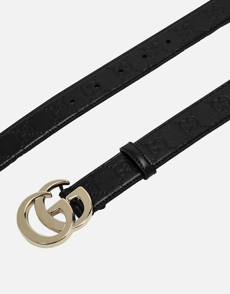 Gucci ブラックレザーベルト (ベルト) IFCHIC.COM