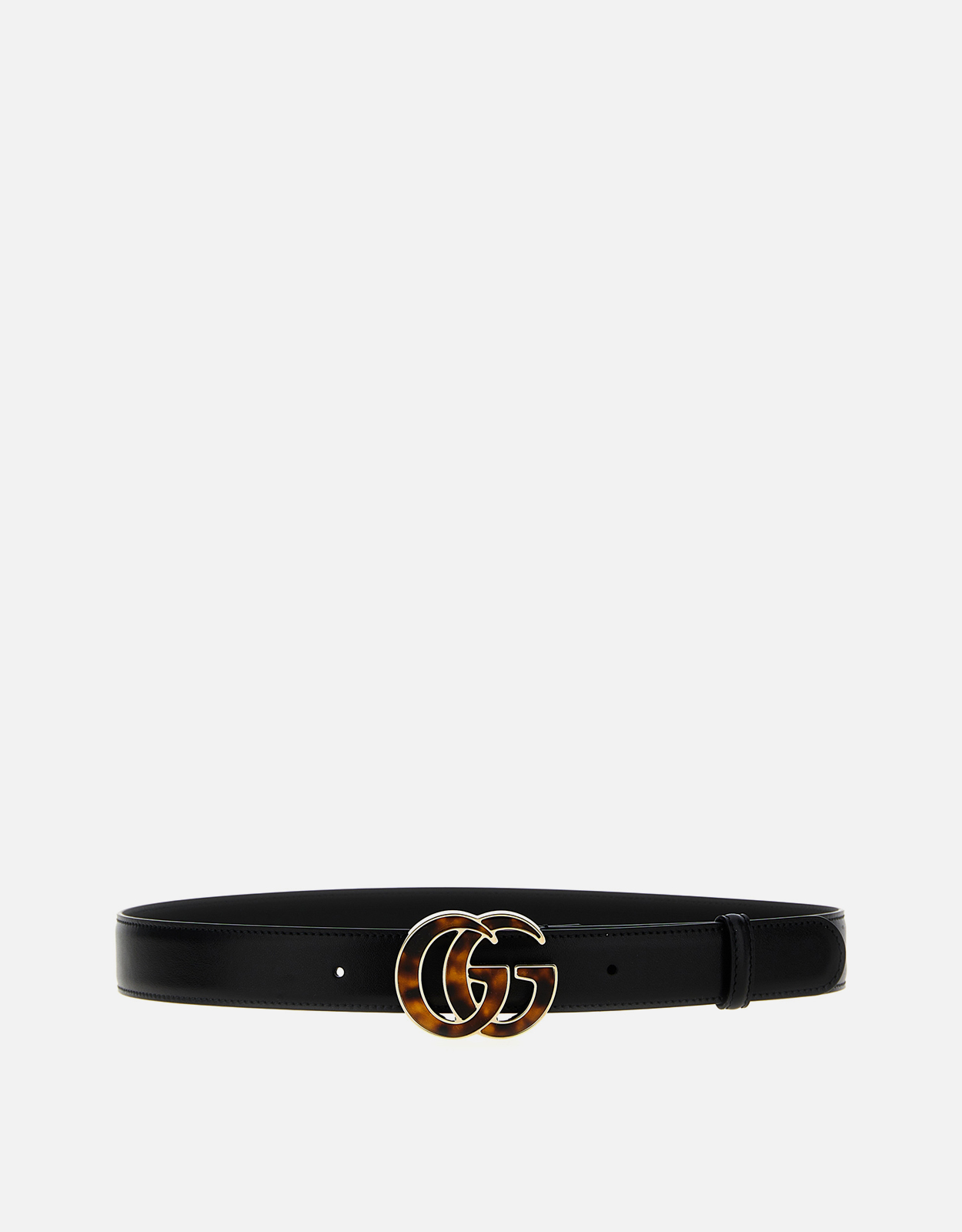 Gucci ブラックレザー ベルト トータスシェル GG付き (ベルト) IFCHIC.COM