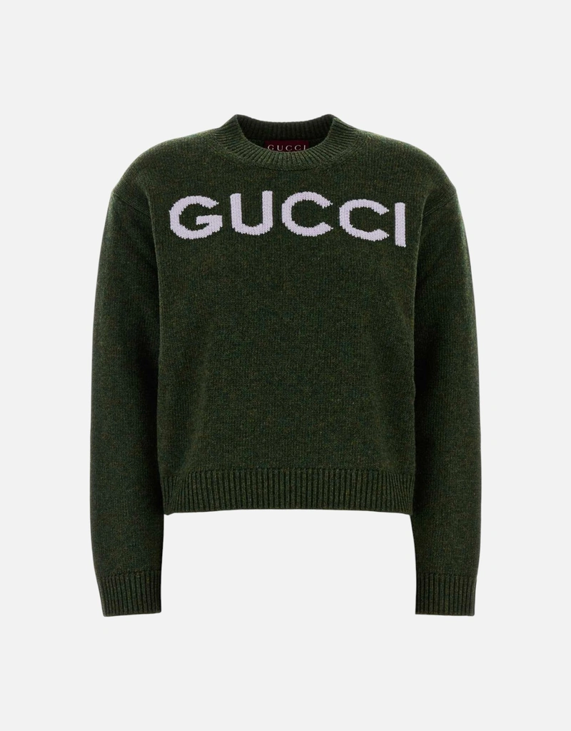GUCCI グリーンニットセーター M Gucci グリーンウールクルーネックセーター (すべての新品) IFCHIC.COM