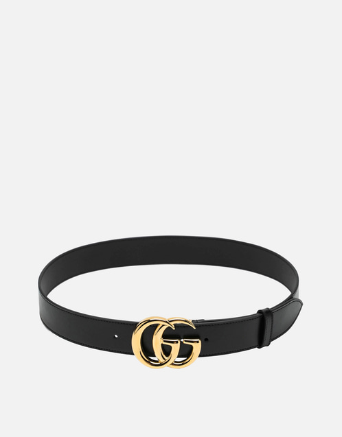 Gucci メンズレザーベルト ゴールドダブルGバックル (アクセサリ