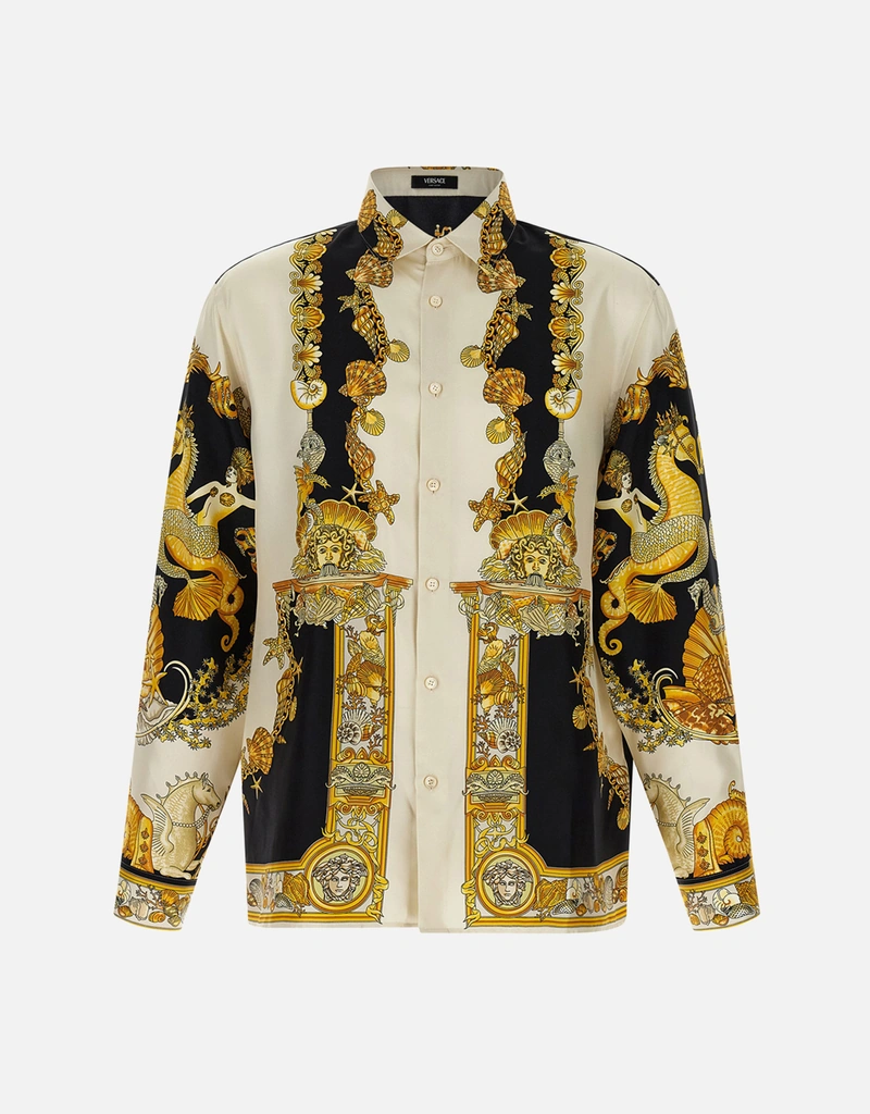 <レア>Versace シルクシャツ プリント シルク ツイル レギュラー シャツ プリント | VERSACE JP