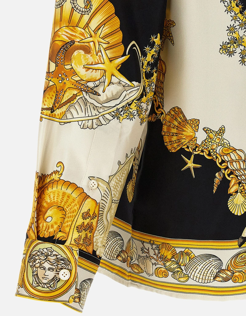 Vintage VERSACE シルクシャツ ケンタウロス グレカ大柄 Versace メンズコーラルシアターシルクシャツ (シャツ,カジュアル