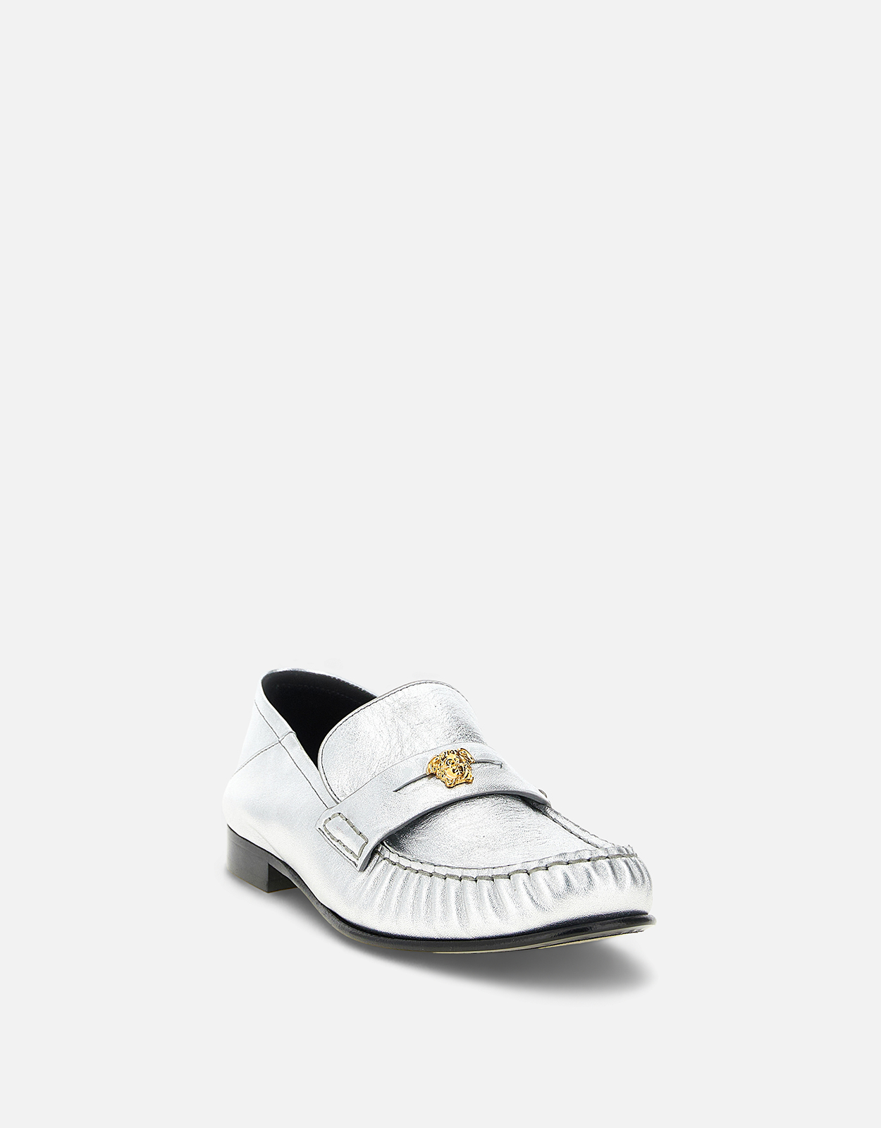 希少 versace ホワイト ローファー Versace 'La Medusa' ラミネートナッパレザー ローファー () IFCHIC.COM