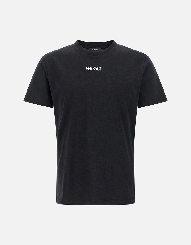 Versace メンズ刺繍入りコットンジャージースリムTシャツ (すべての
