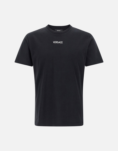 Versace メンズ刺繍入りコットンジャージースリムTシャツ (すべての