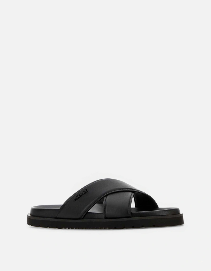Versace メンズレザーソフトカーフレザーサンダル () IFCHIC.COM