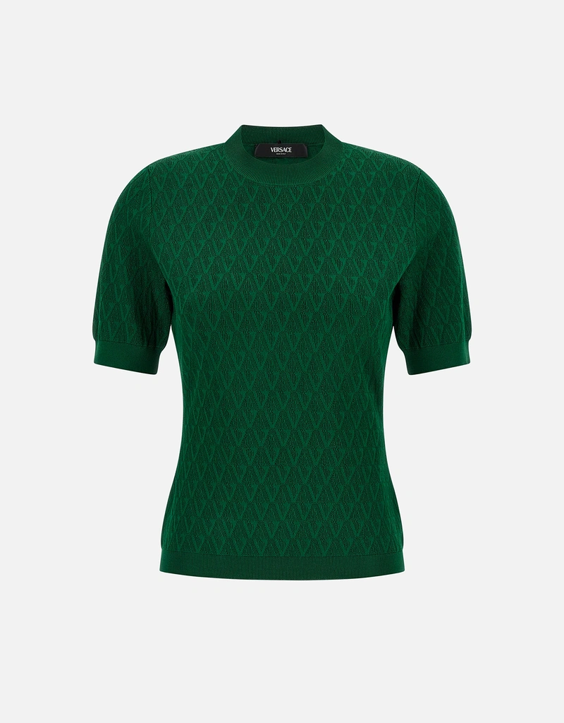Versace V 全面ジャカード フィット ニットTシャツ (すべての新品