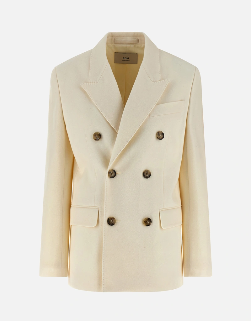 ami ダブルブレスト テーラードジャケットセットアップ　白　L AMI Paris ホワイトウールルーズダブルブレストジャケット (ジャケット
