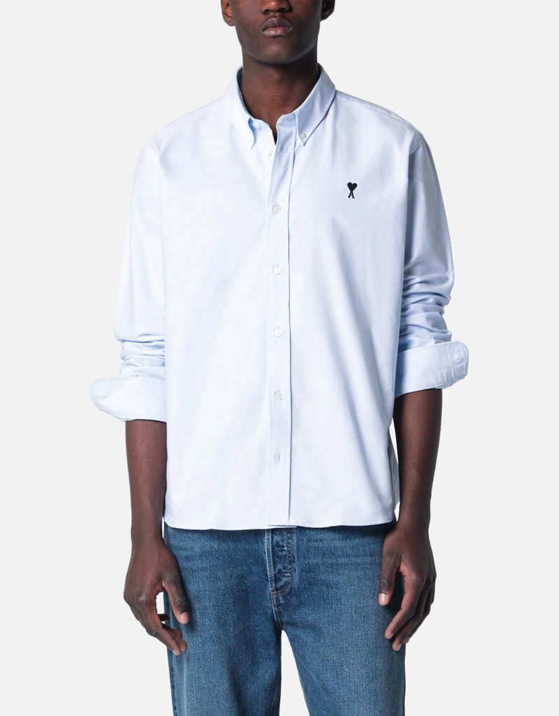 AMI Paris メンズライトブルーコットンシャツ (アパレル,シャツ