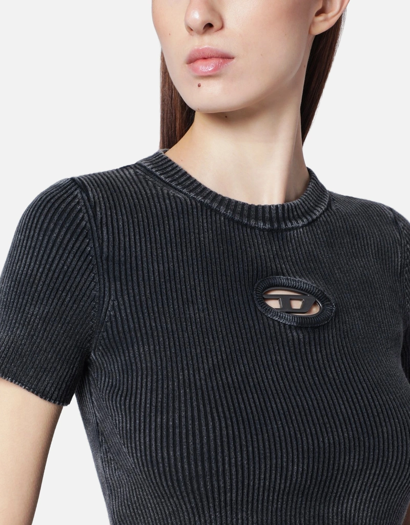 Diesel コットンヴィンテージ風クロップドTシャツ (トップス) IFCHIC.COM