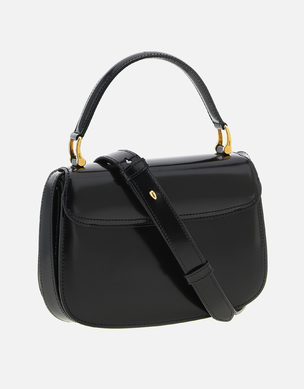 AMI Paris パリパリ光沢牛革クロスボディバッグ () IFCHIC.COM