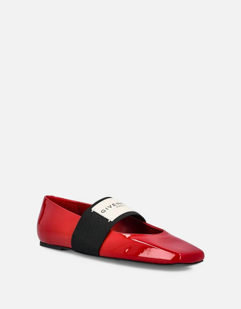 Givenchy スライスドスクエア パテントカーフレザーバレリーナ (すべて