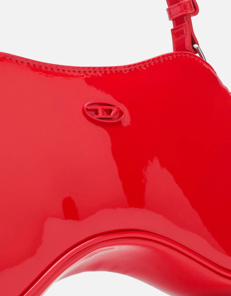 Diesel Double-D patent leather shoulder bag in red (All New In