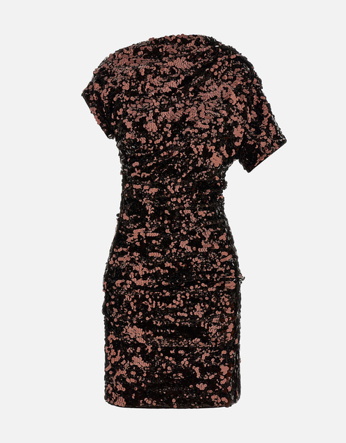 Ganni ブラウンスパンコールミニドレス (すべての新品) IFCHIC.COM