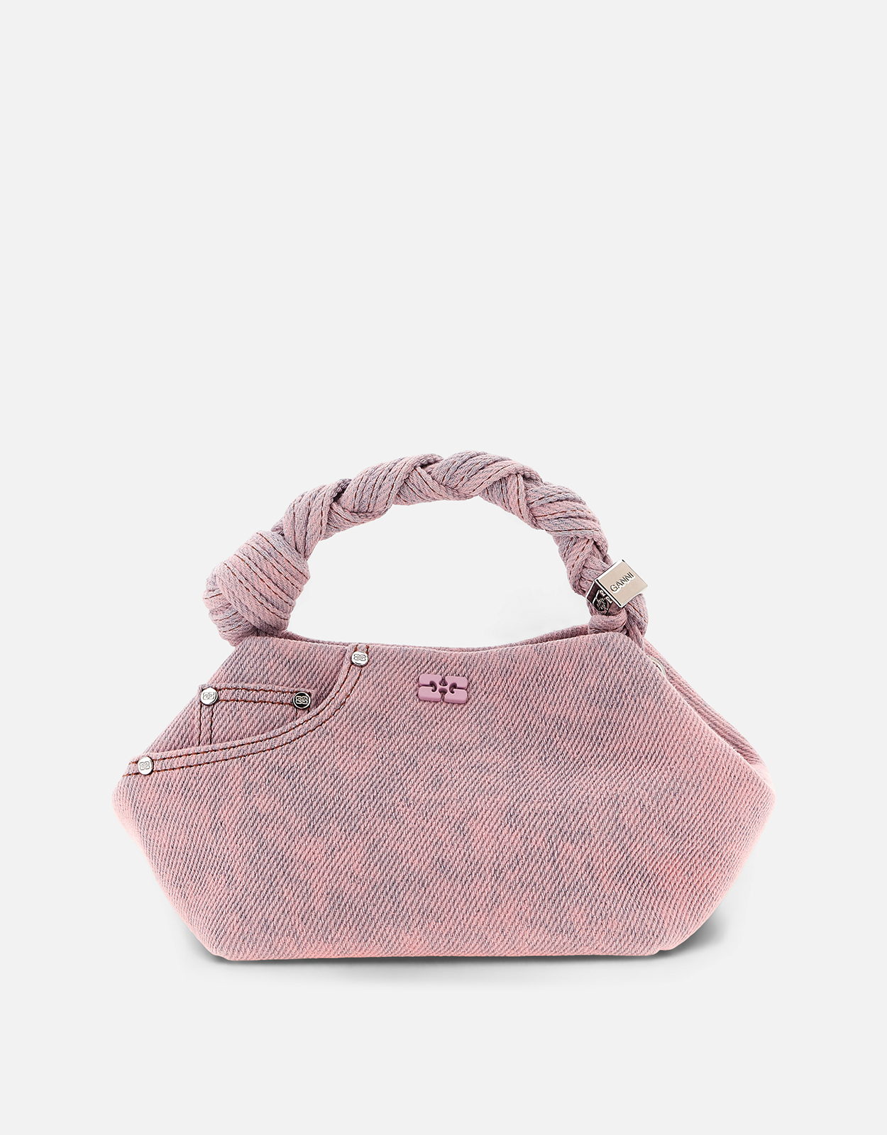 Ganni スモールBouオーガニックコットンデニムハンドバッグ () IFCHIC.COM