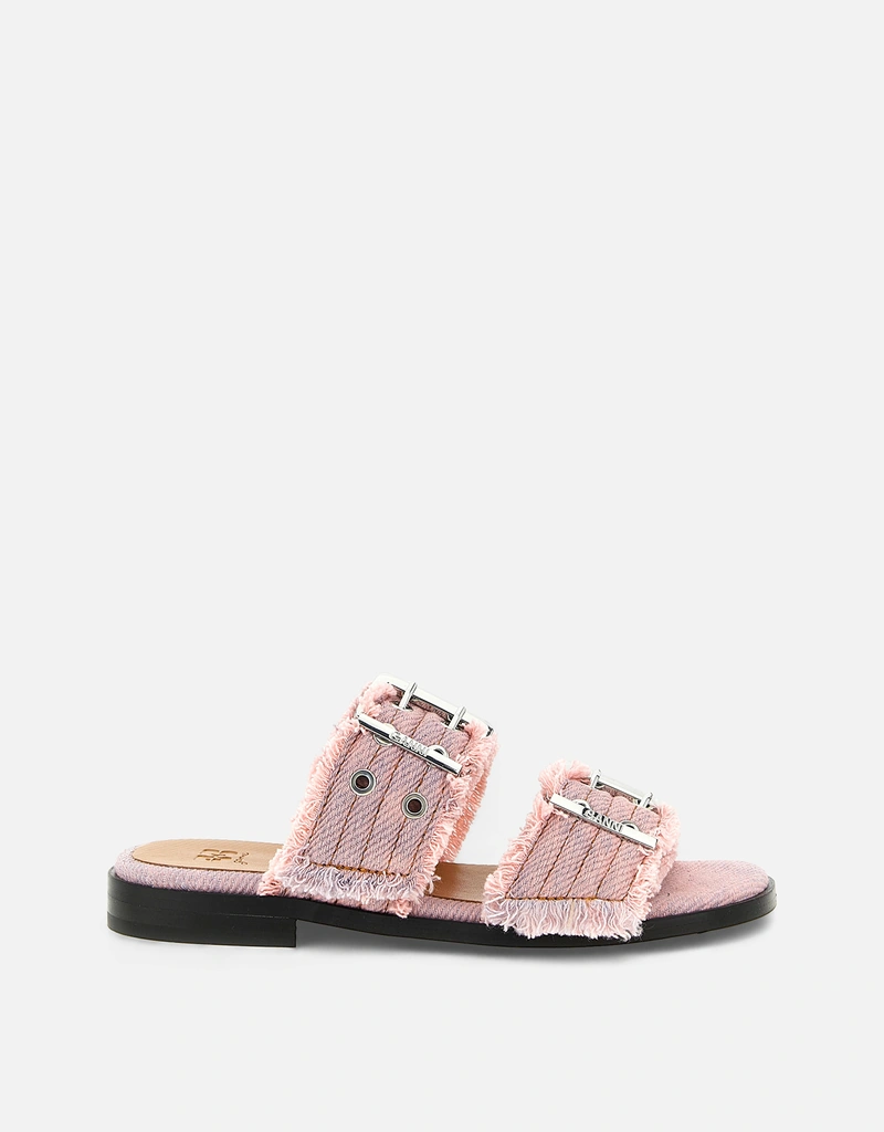 【GANNI】サンダル、フリルサンダル Ganni フェミニンバックルフリンジデニムサンダル () IFCHIC.COM