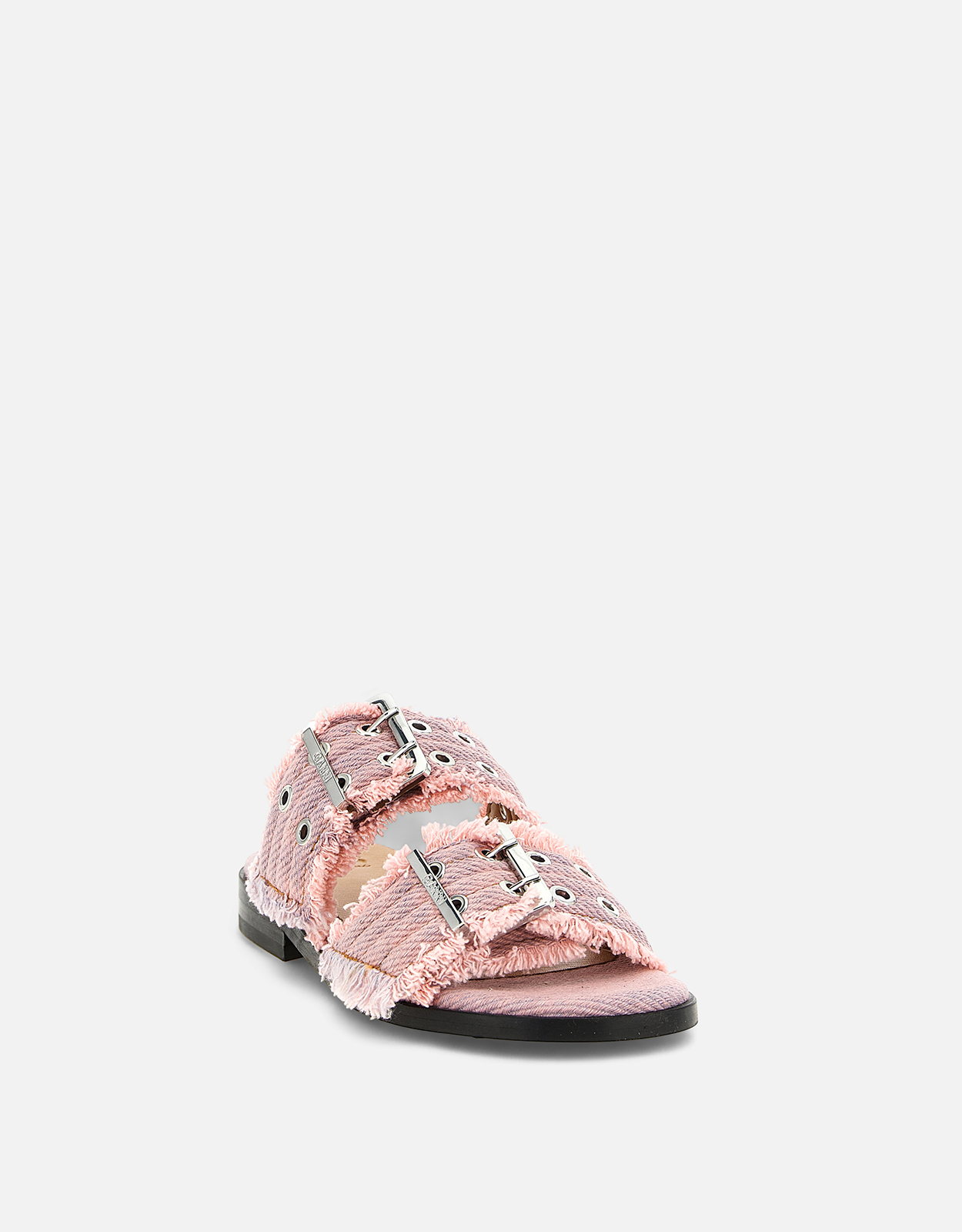 Ganni フェミニンバックルフリンジデニムサンダル () IFCHIC.COM