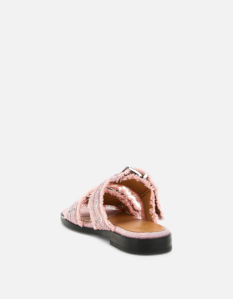 Ganni フェミニンバックルフリンジデニムサンダル () IFCHIC.COM