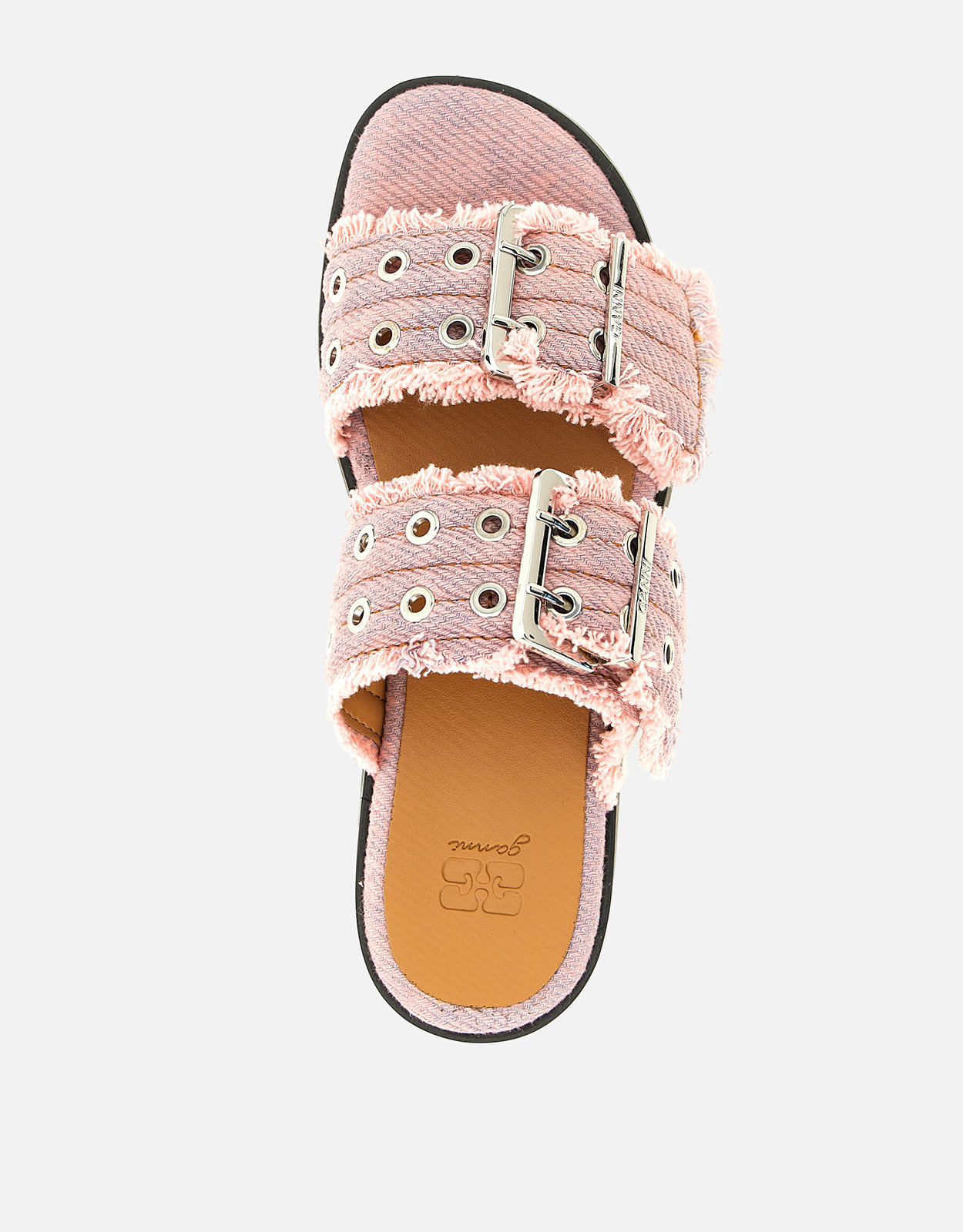 Ganni フェミニンバックルフリンジデニムサンダル () IFCHIC.COM