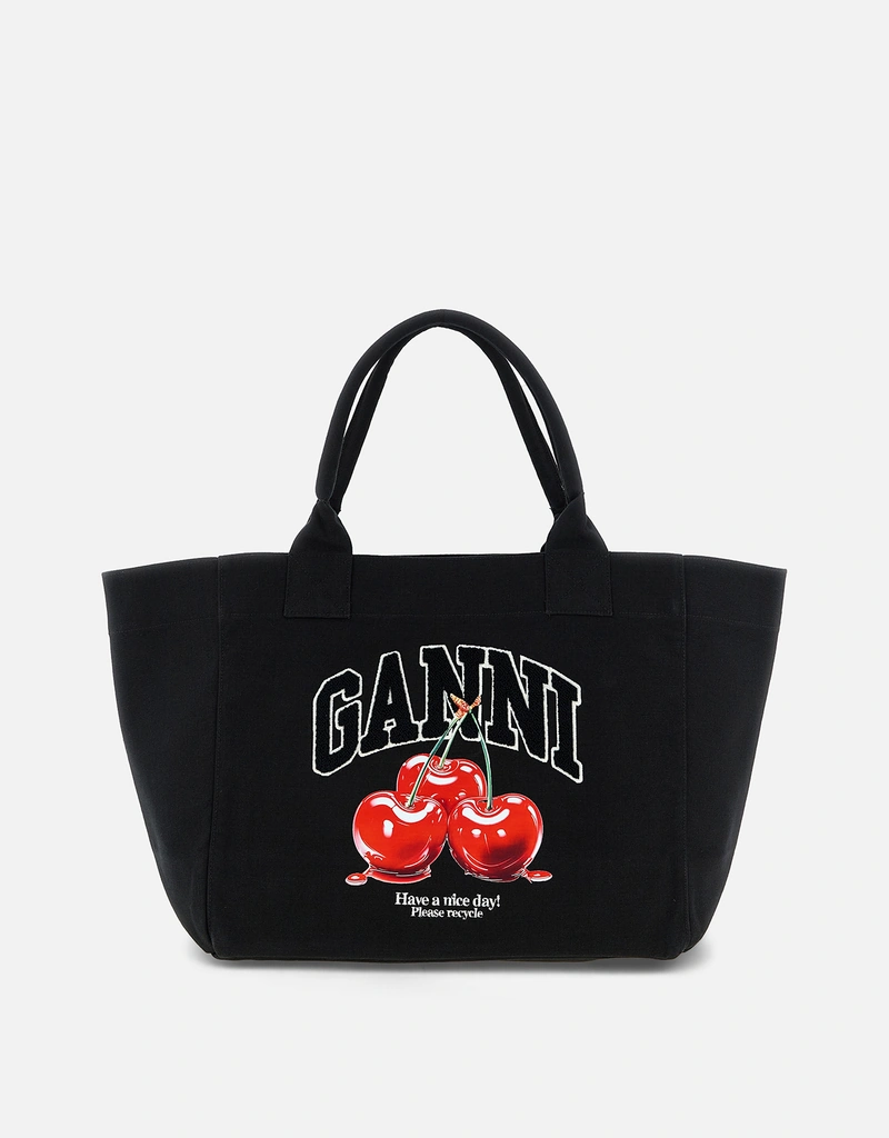 Ganni ブラック ミディアム チェリー トートバッグ () IFCHIC.COM