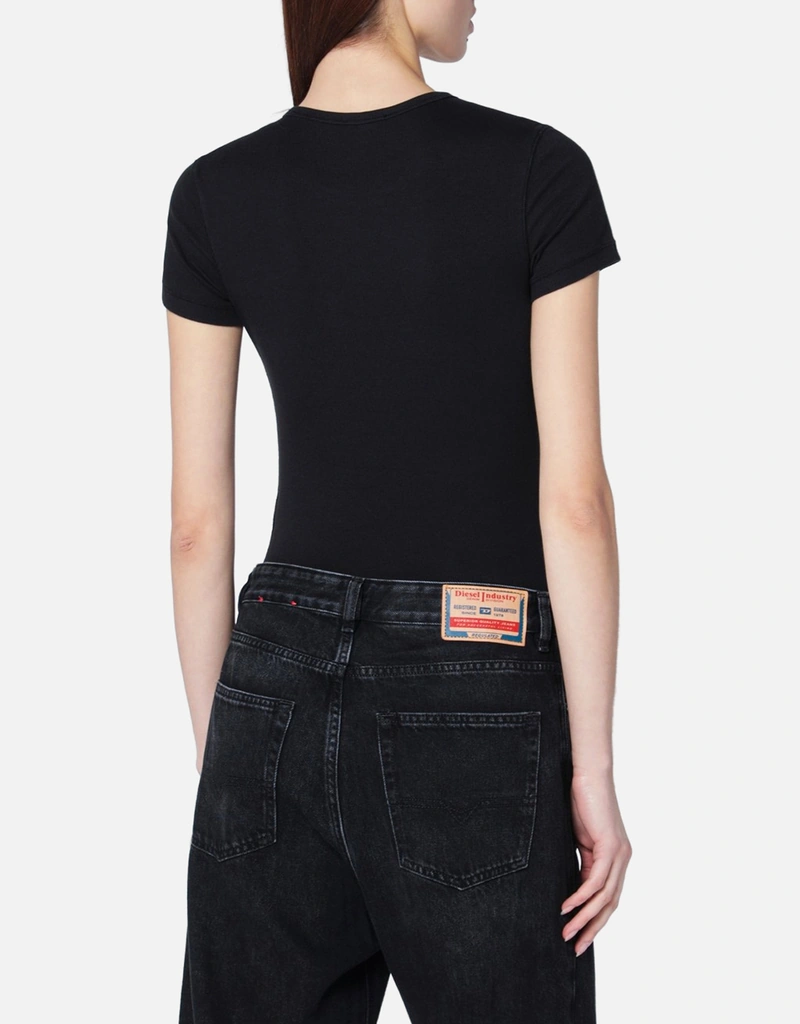Diesel メタリックオーバルDロゴ入りスリムフィットコットンTシャツ