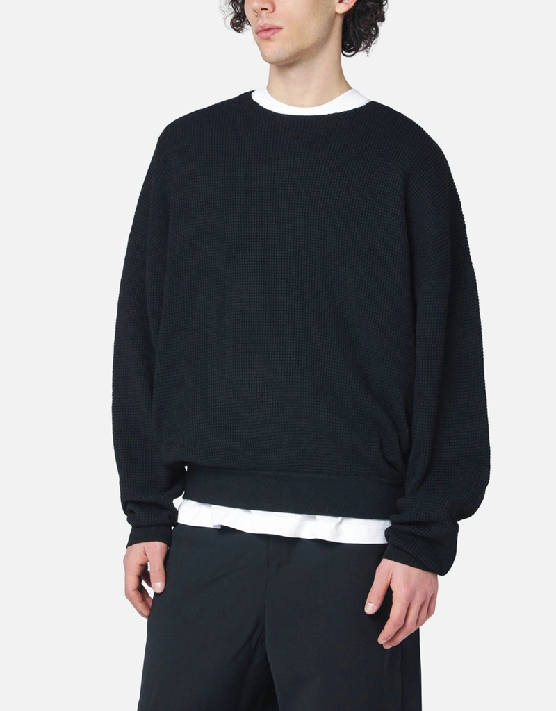 エッセンシャルズ ワッフル ニット ラグビー シャツ オフ ブラック L Fear Of God Essentials メンズワッフルニット90年代フィットオーバー