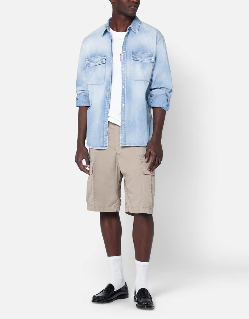 Dsquared2 メンズ ライトウォッシュ コットンストレッチデニムシャツ