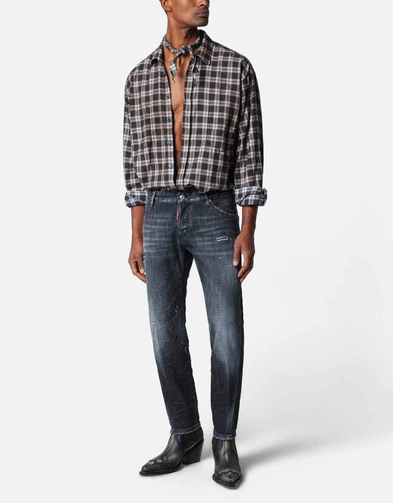 Dsquared2 メンズ ブラックフォグウォッシュ スリム ストレッチ