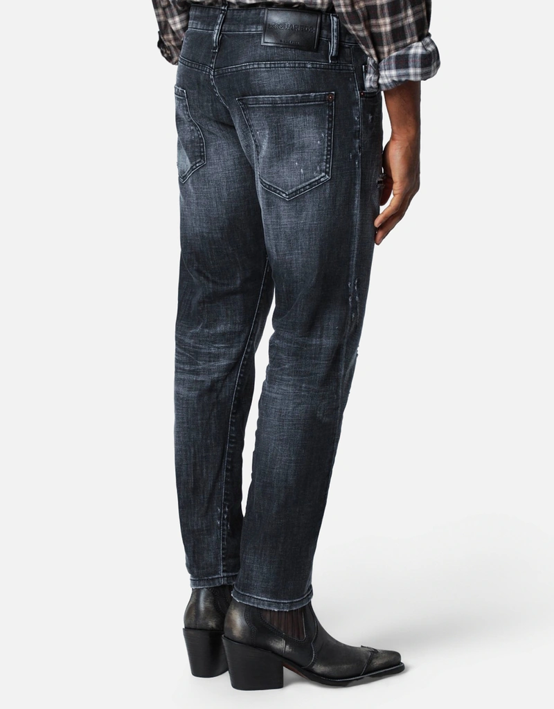 Dsquared2 メンズ ブラックフォグウォッシュ スリム ストレッチ