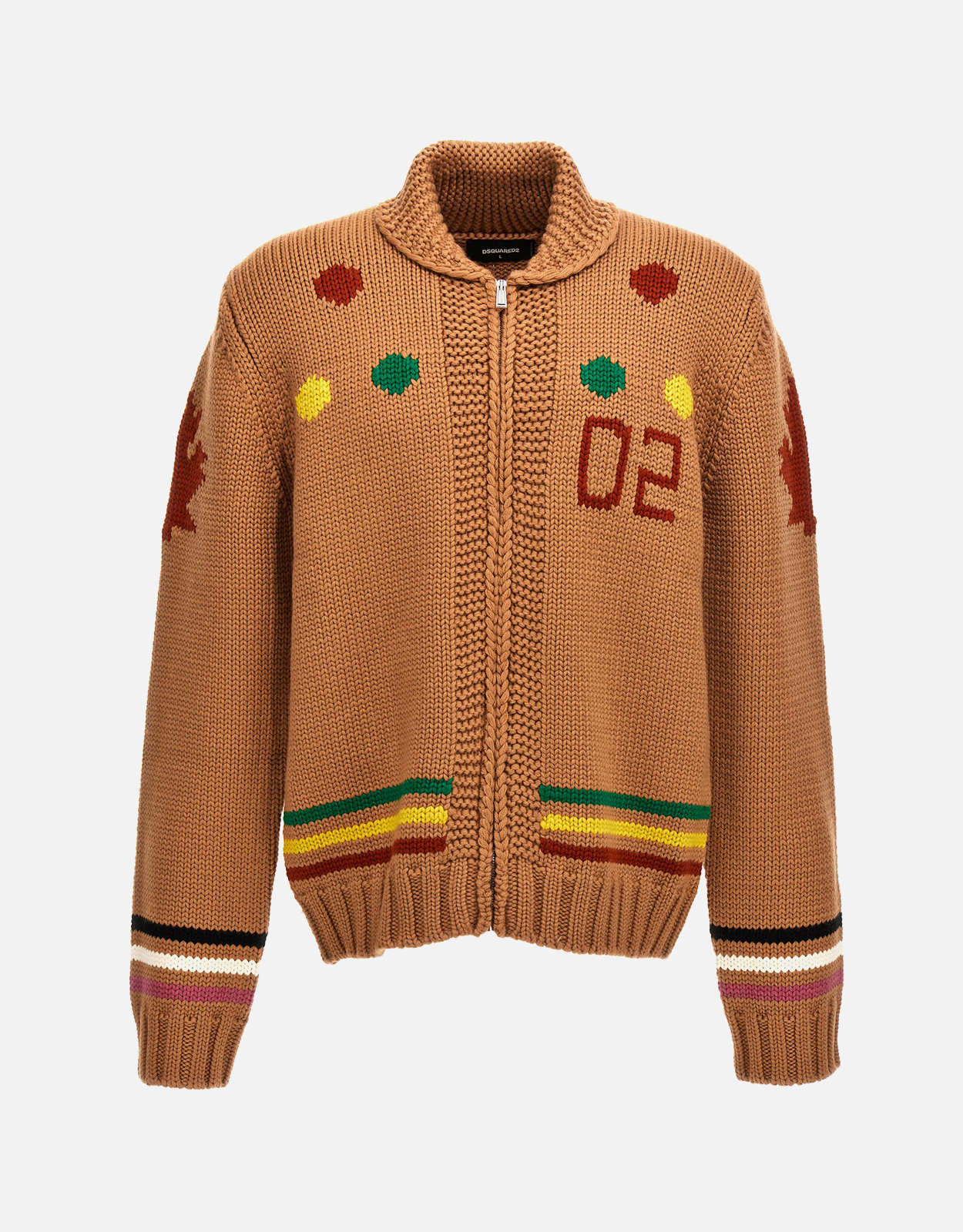 Dsquared2 メンズ ジャカードウール オーバーサイズ カーディガン