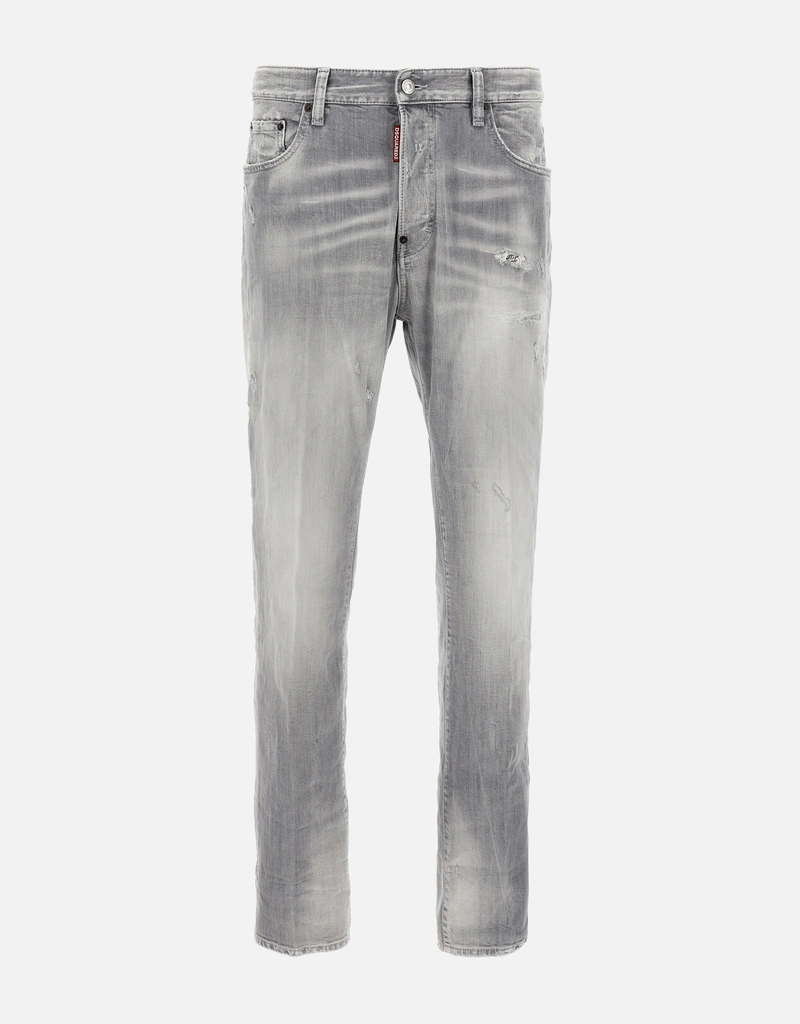 Dsquared2 メンズグレーワッシュストレッチコットンデニムストレート