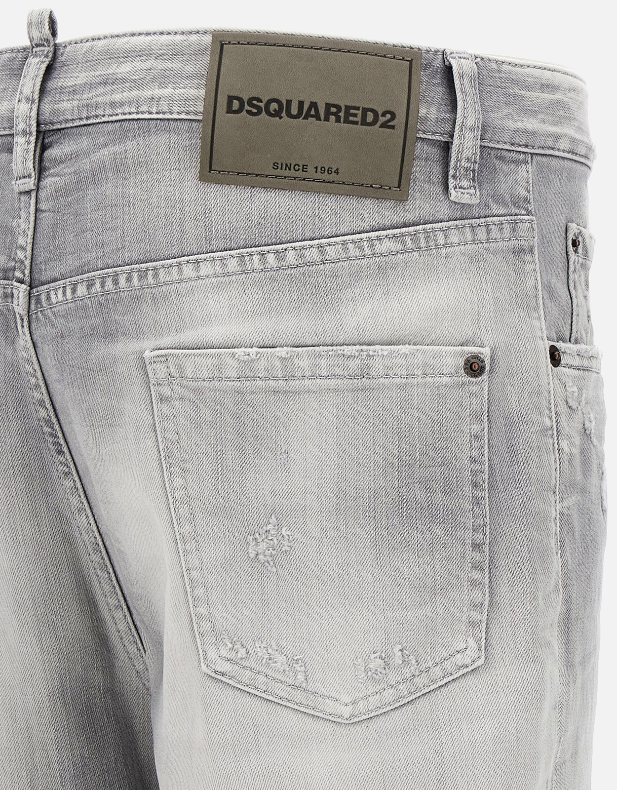 Dsquared2 メンズグレーワッシュストレッチコットンデニムストレート