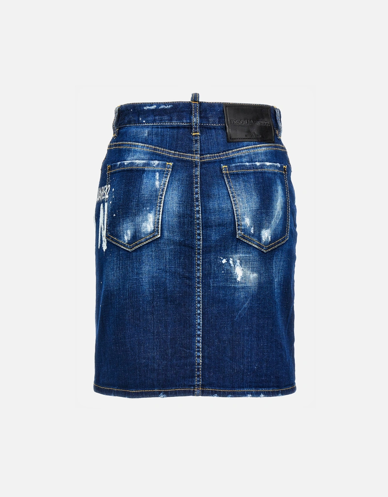 Dsquared2 Icon Spray コットンデニムミディスカート (すべての新品