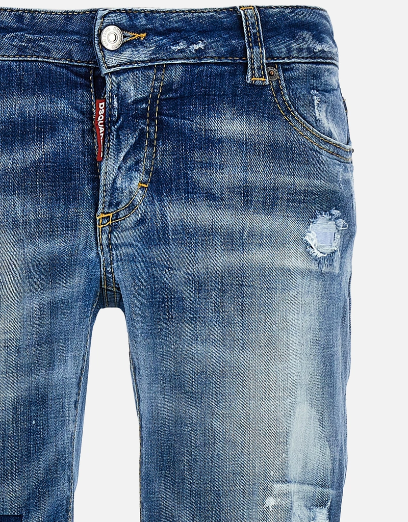 Dsquared2 Medium Dark Knee & Leg Patch Wash Cotton Denim Skinny