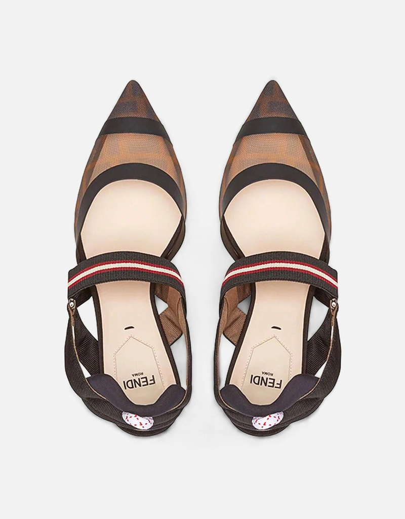 Fendi マルチカラーテックメッシュミディアムヒールスリングバック
