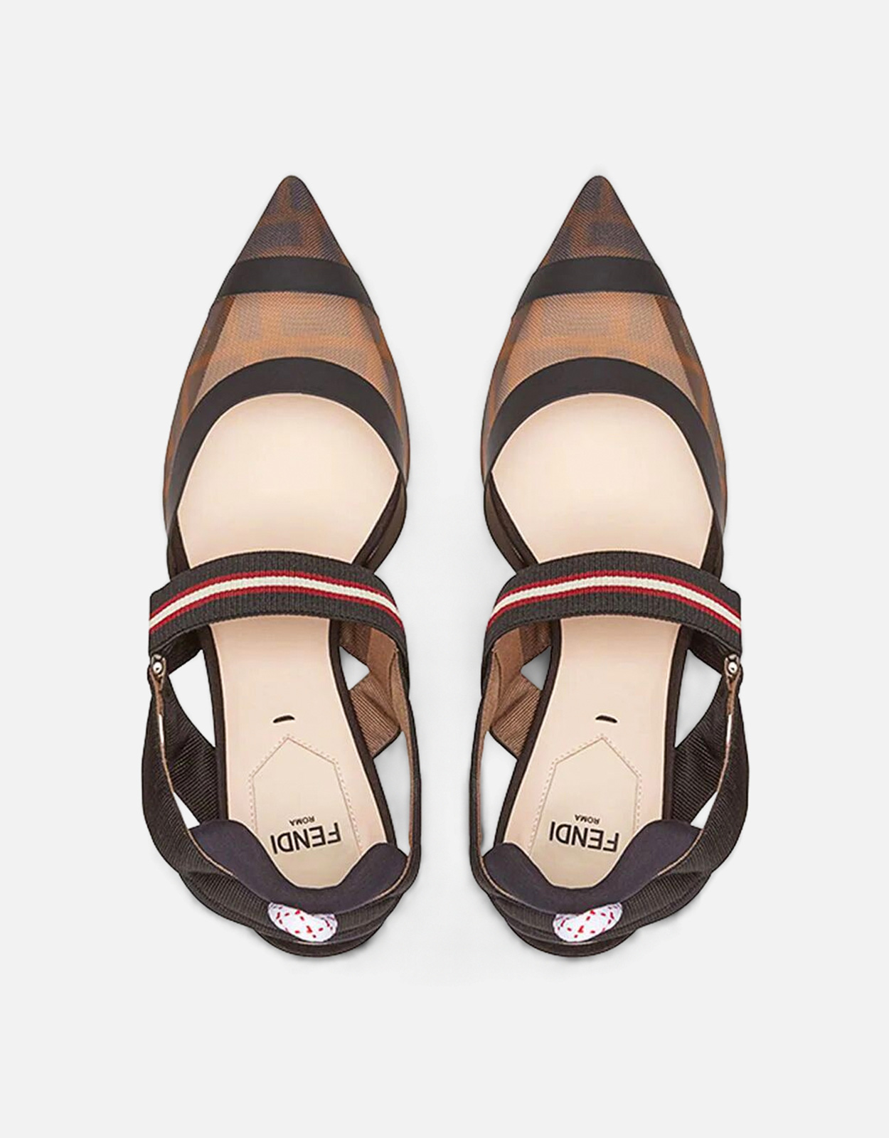 Fendi マルチカラーテックメッシュミディアムヒールスリングバック