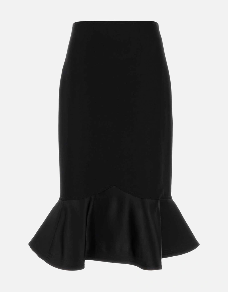 Fendi ブラック初刈りウールフリルスカート (すべての新品) IFCHIC.COM
