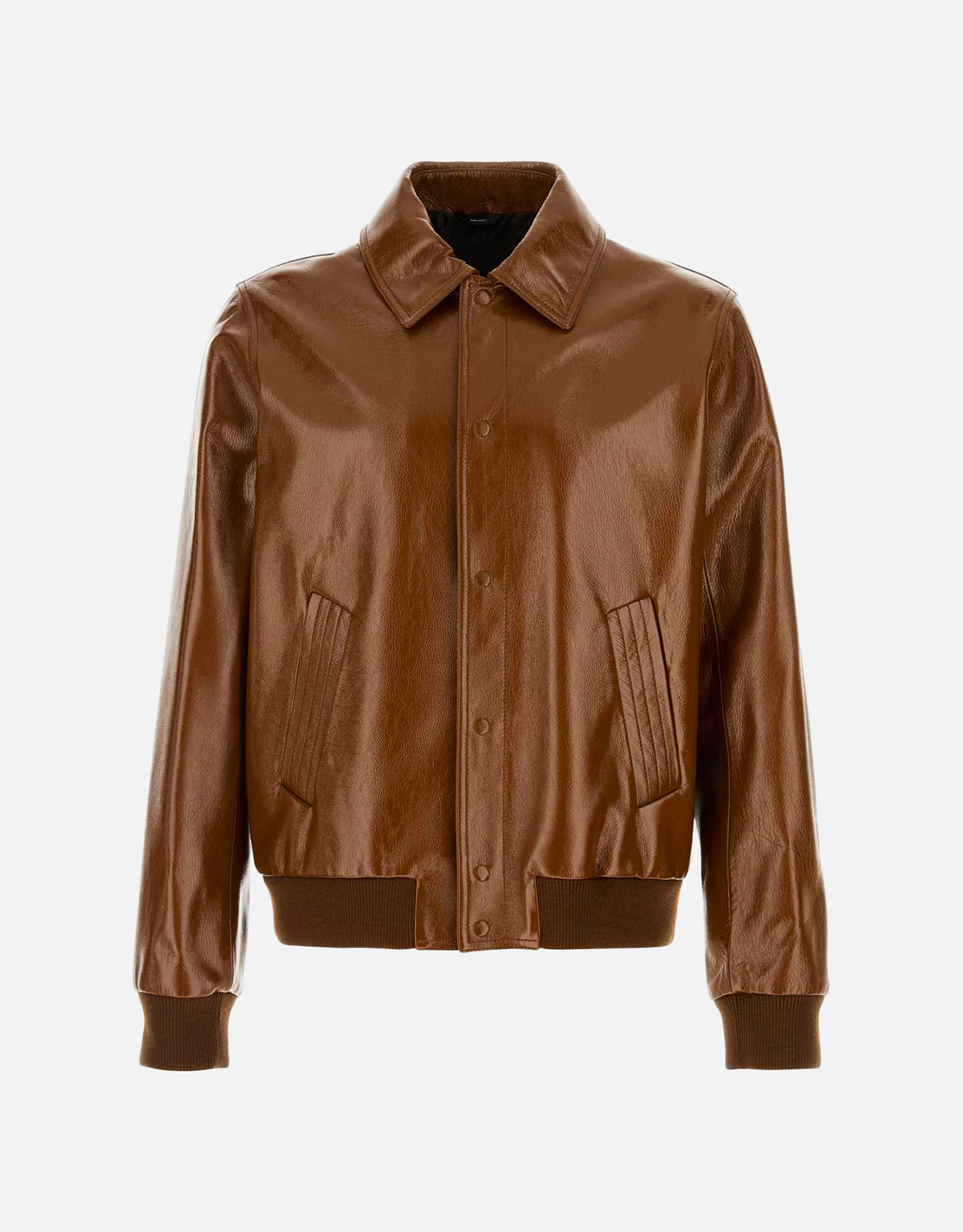 Fendi メンズ シャイニーブラウン カーフレザー ブルゾン (すべての