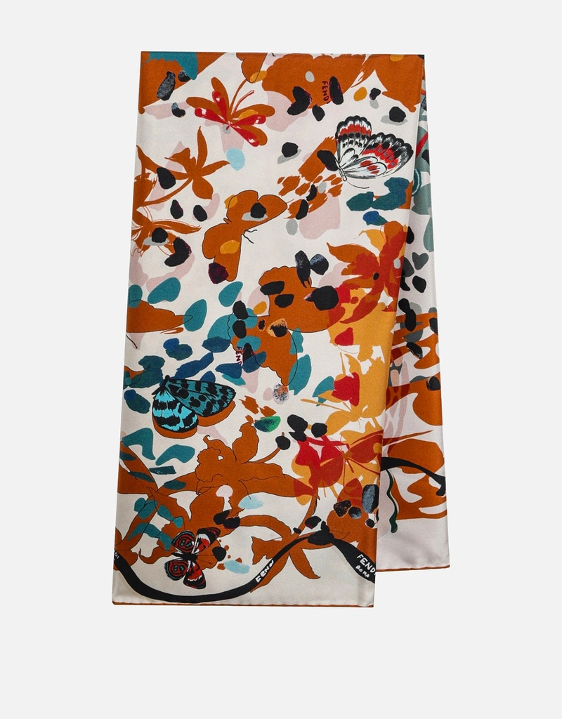 Fendi マルチカラーシルクバタフライフラワード (スカーフ) IFCHIC.COM