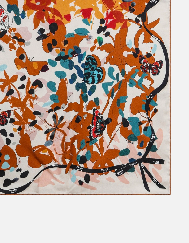 Fendi マルチカラーシルクバタフライフラワード (スカーフ) IFCHIC.COM