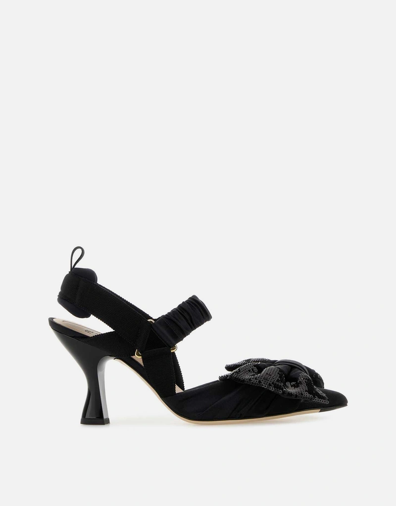 Fendi ブラックサテン ハイヒール スリングバック () IFCHIC.COM