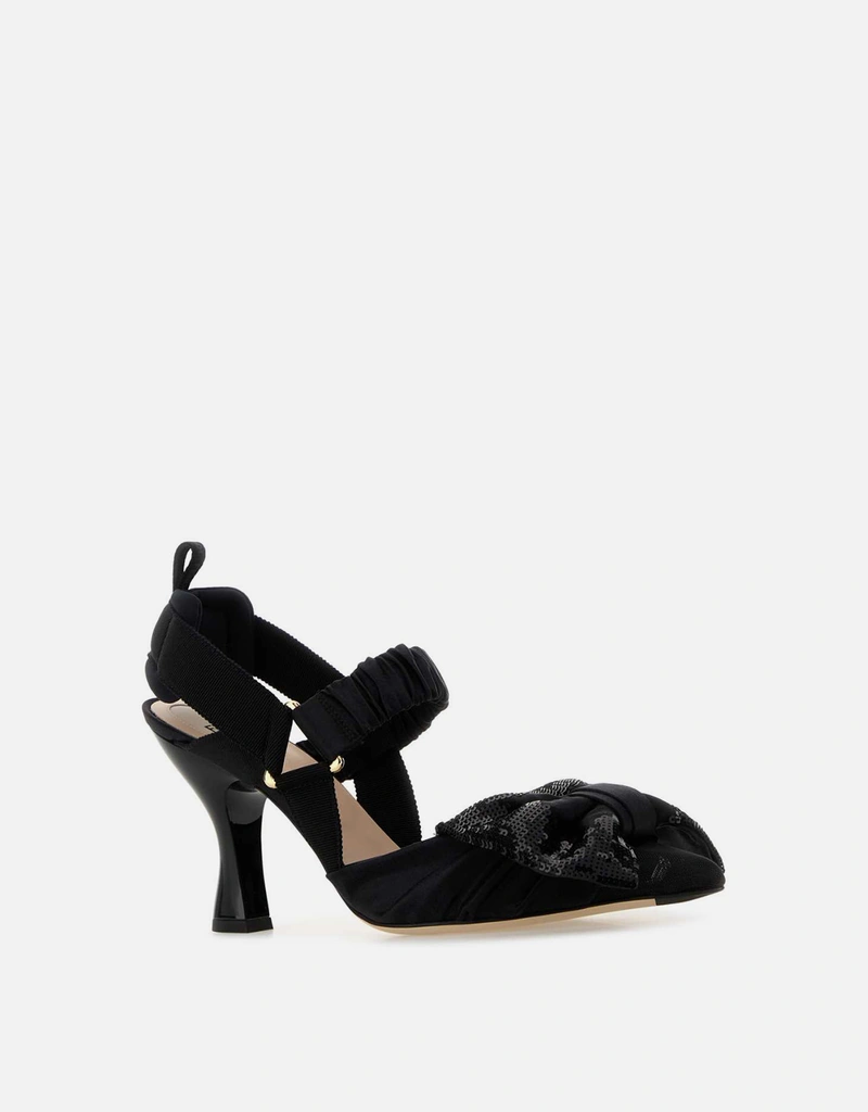 Fendi ブラックサテン ハイヒール スリングバック () IFCHIC.COM