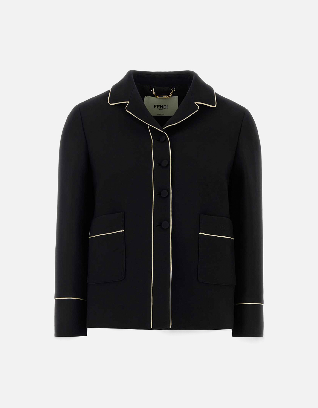 Fendi ブラックウールシルク混紡ジャケット (すべての新品) IFCHIC.COM