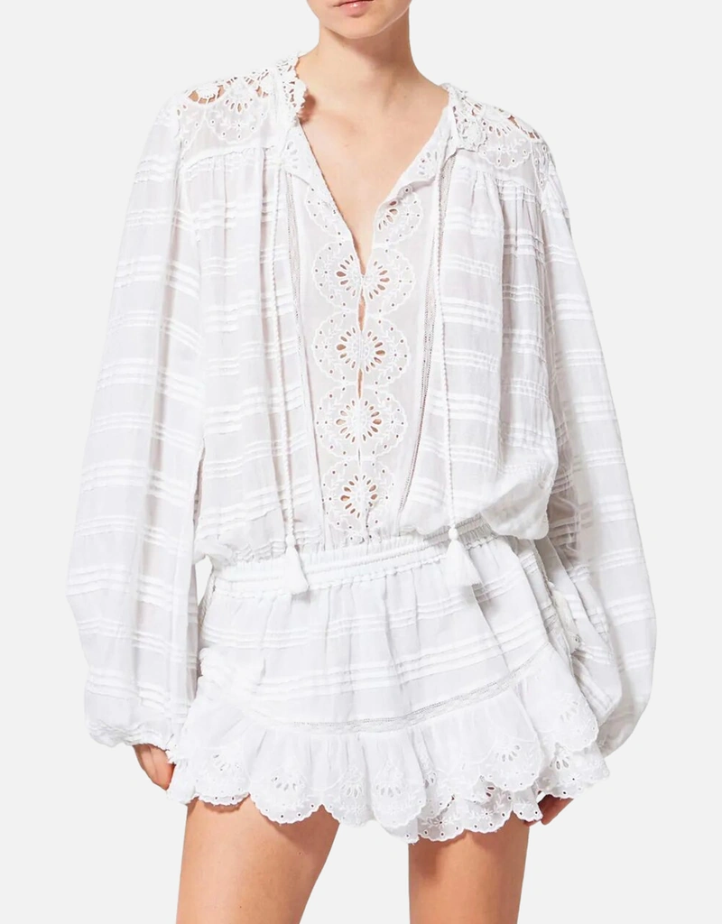 Isabel Marant toile Preya Organic Cotton And Floral Lace Flared Dress (All  New In) IFCHIC.COM
