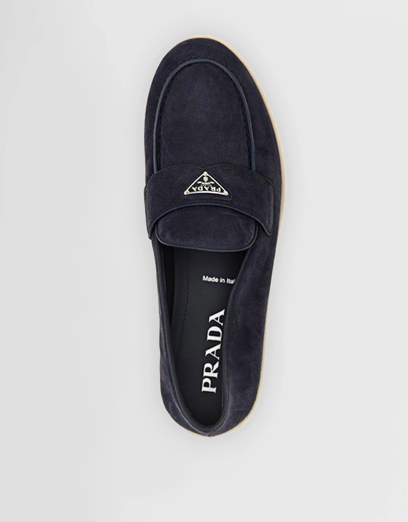 Prada メンズロゴスエードカーフスキンレザーローファー () IFCHIC.COM