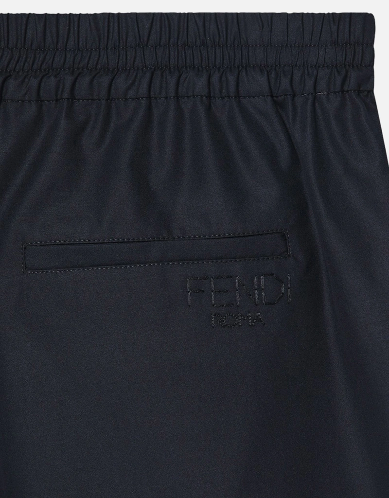 Fendi メンズブラックコットンストレートカットバミューダショーツ