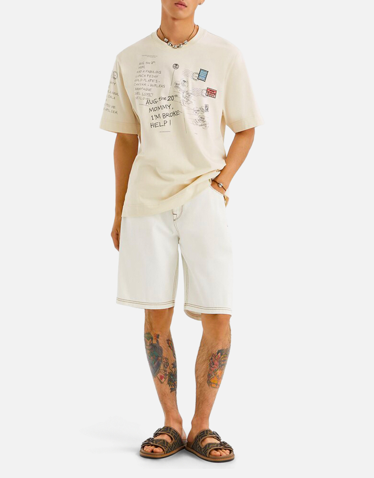 Fendi メンズホワイトデニムショーツ (すべての新品) IFCHIC.COM