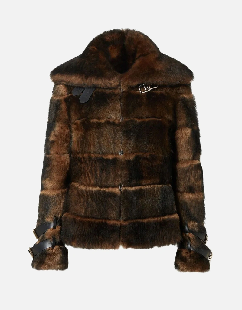Fendi ブラウンDorsatoシアリングアビエータージャケット (すべての